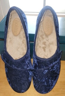 HOTTER Toasty II Slip On Suede Shearling Comfort New In Box, Thyme Sapphire 