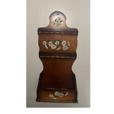 Hand Painted Floral Brown Wood Wall Mounted P...