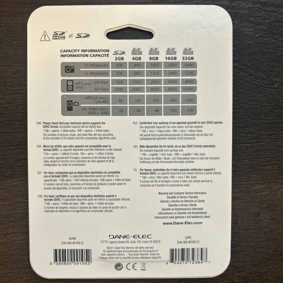 Dane-elec High Speed 8gb Memory SD card-NEW - Image 2 of 3