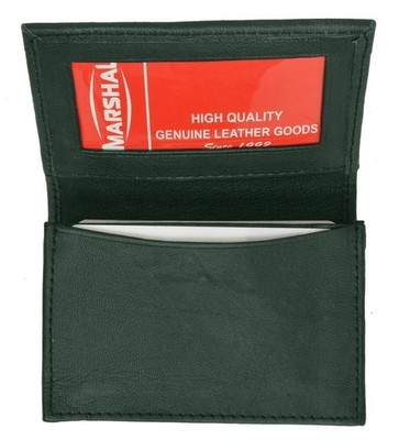 Leather Credit Card & ID Holder Slim Design Dark Green Men's Wallet MARSHAL!!!
