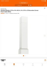 Hampton/Shaker 5.75 In. W x 34.5 In. H x 5.75 In. D Decorative Corner Post White