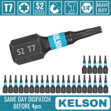 25 x T7 Torx 25mm 1" Impact Screwdriver Bits Star Magnetic 1/4" Universal KELSON