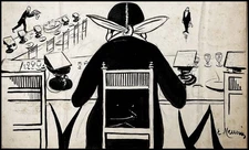 Banquet table banquet table feast caricature drawing design E. Meunier 1900