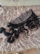12A BRAZILIAN VIRGIN HUMAN HAIR BODY WAVES BUNDLES 12 12 12INCH FRONTAL 13X4 1B 