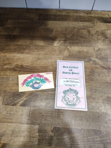 VTG Cabbage Patch Kids Preemie Birth Certificate Adoption Paper AUDRA KATARINA