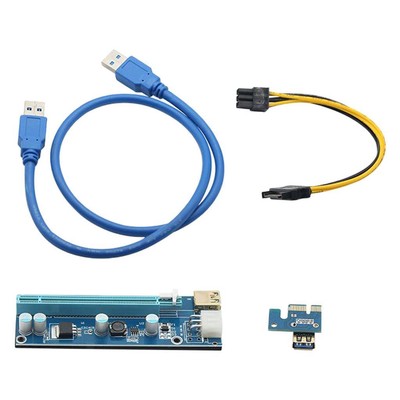 PCI E Riser Karte 009S Express 1x bis 16x Extender Adapter USB 3.0 Datenkabel