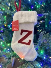 Letter Z Knit Monogram Mini Stocking White Wondershop Xmas Holiday Target 8" NEW