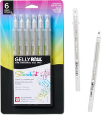 57906 6-Piece Gelly Roll Stardust Gel Pen Set, Bold, Clear