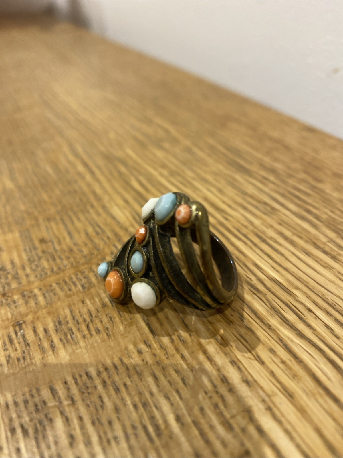 Abstract Wrap-Around Statement Ring – Bronze/Bras… - image 4