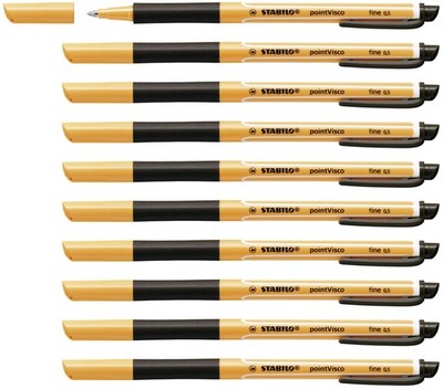 Gel Rollerball - STABILO pointVisco Box of 10 Black Black 10 Count (Pack of 1) B
