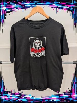Vans Off the Wall Black Skull & Roses Shirt Large