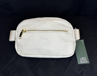 Wild Fable Woven Canvas Waist Pack Off White Adjustable Strap Gold Tone Hardware