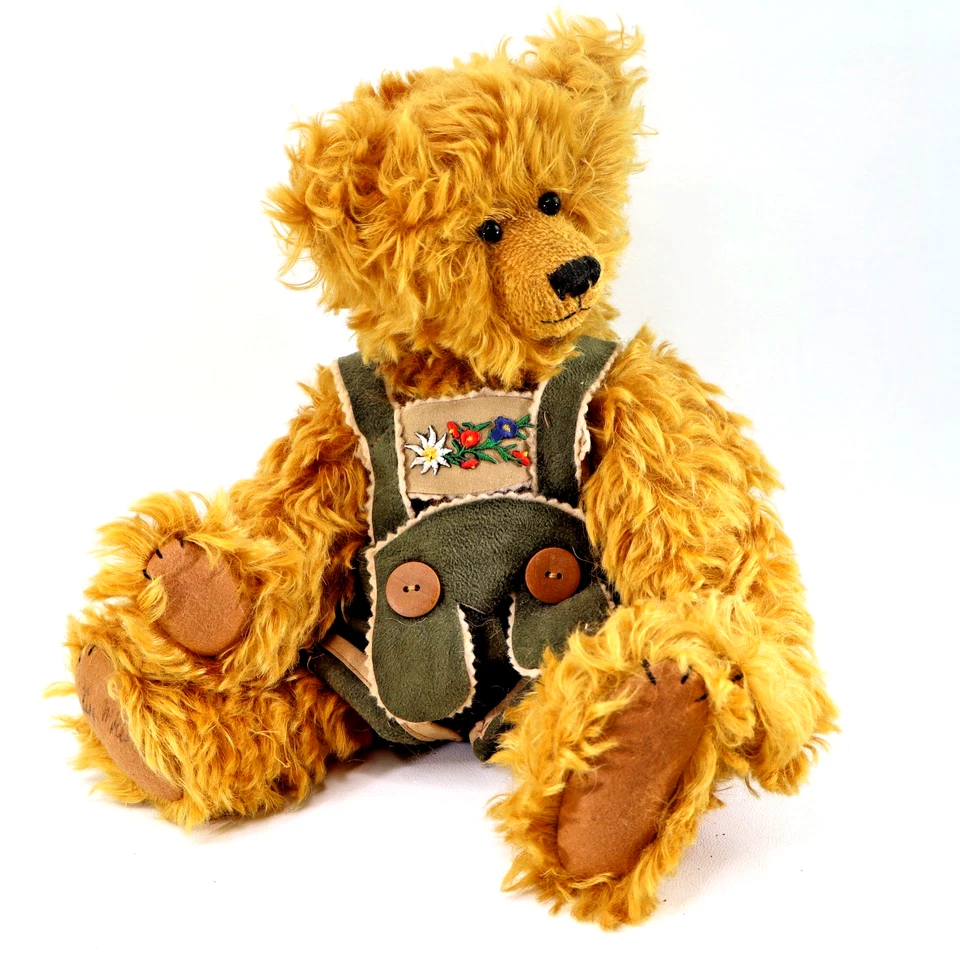 Vtg Artist Teddy Bear German Vera Moeller LTD ED #9/10 "Jorke" 1996 gold mohair - Image 2 of 4