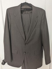 VTG 70s/80s Carlo Collection Men's 3-Piece Pinstripe Suit - Brown - Made in USA
