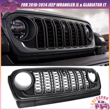 Granite Crystal Grill W/ Camera Hole For 2018-2024 Jeep Wrangler Gladiator JL JT
