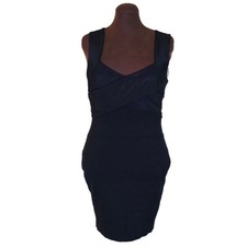 Express Size L Bandage Bodycon Dress Black Criss-Cross Bust Sweetheart Neck