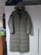 Superdry Women Longline Cocoon Coat Size 14 Excellent Condition Light Sage Green