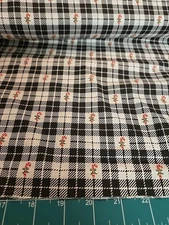 Fabric Traditions Christmas Candy Canes Black & White Plaid By The Half Yard Cut