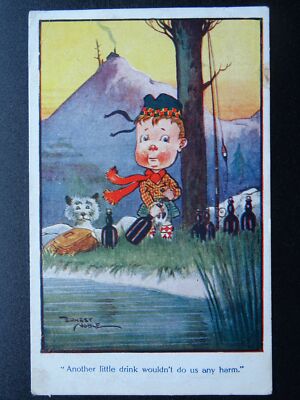 Schottischer Soldat EIN WEITERES KLEINES DRINK WÜRDE UNS KEINEN SCHADEN um 1919 Postkarte
