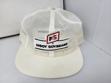 FS Seeds HiSoy Soybeans Patch K-Brand All Mesh White Snapback Hat Cap USA Made