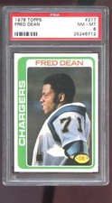 1978 Topps #217 Fred Dean ROOKIE RC PSA 8 Graded Football Card NFL Chargers