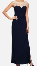 275 Alex Evenings Women's Blue Sleeveless Evening Gown Dress Size 6 REPAIRED