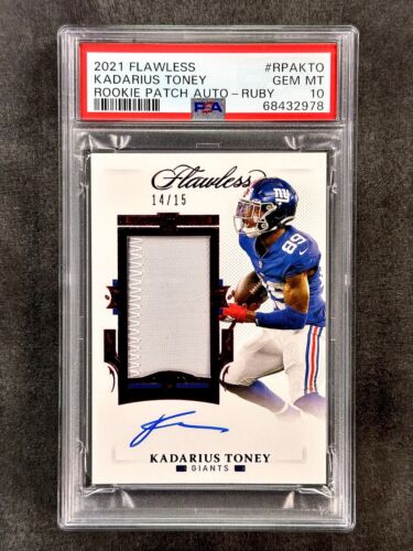 2021 Panini Flawless #RPA-KTO Kadarius Toney Rookie Patch Auto Ruby /15 PSA 10