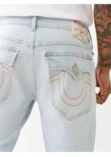 True Religion Mens Geno Orange Stitch Flap Pocket Relaxed Slim Fit Stretch