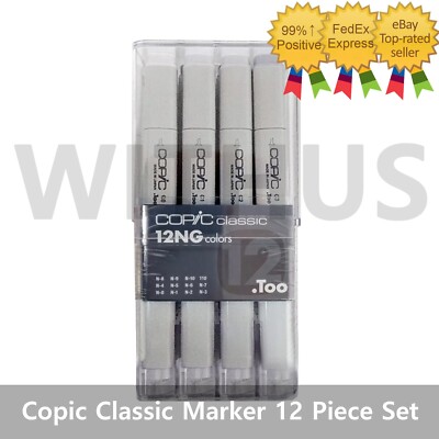 Copic Classic Twin Marker 12 Piece Set Neutral Gray Artist Anime Comic Manga