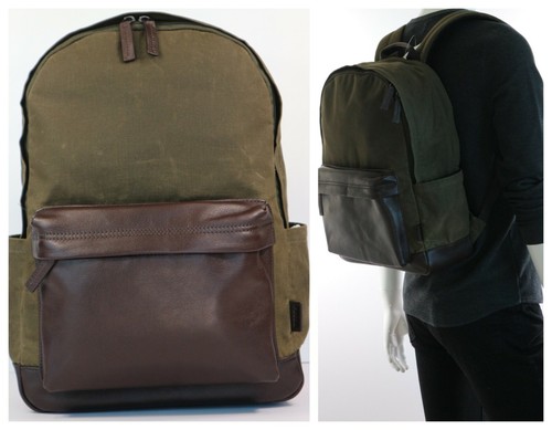 Buckner Leather Canvas Backpack Green 