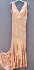 GORGEOUS Rose Gold Pink Sequin Evening Dress Adjustable Sizing / Evening Dress