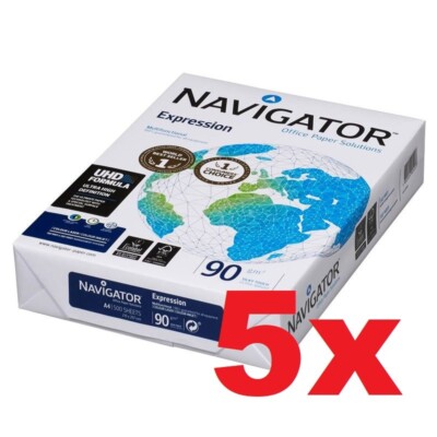 5x Inkjet-Papier NAVIGATOR Expression A4 90 g/qm Weißgrad 169 hochweiß 500 Blatt