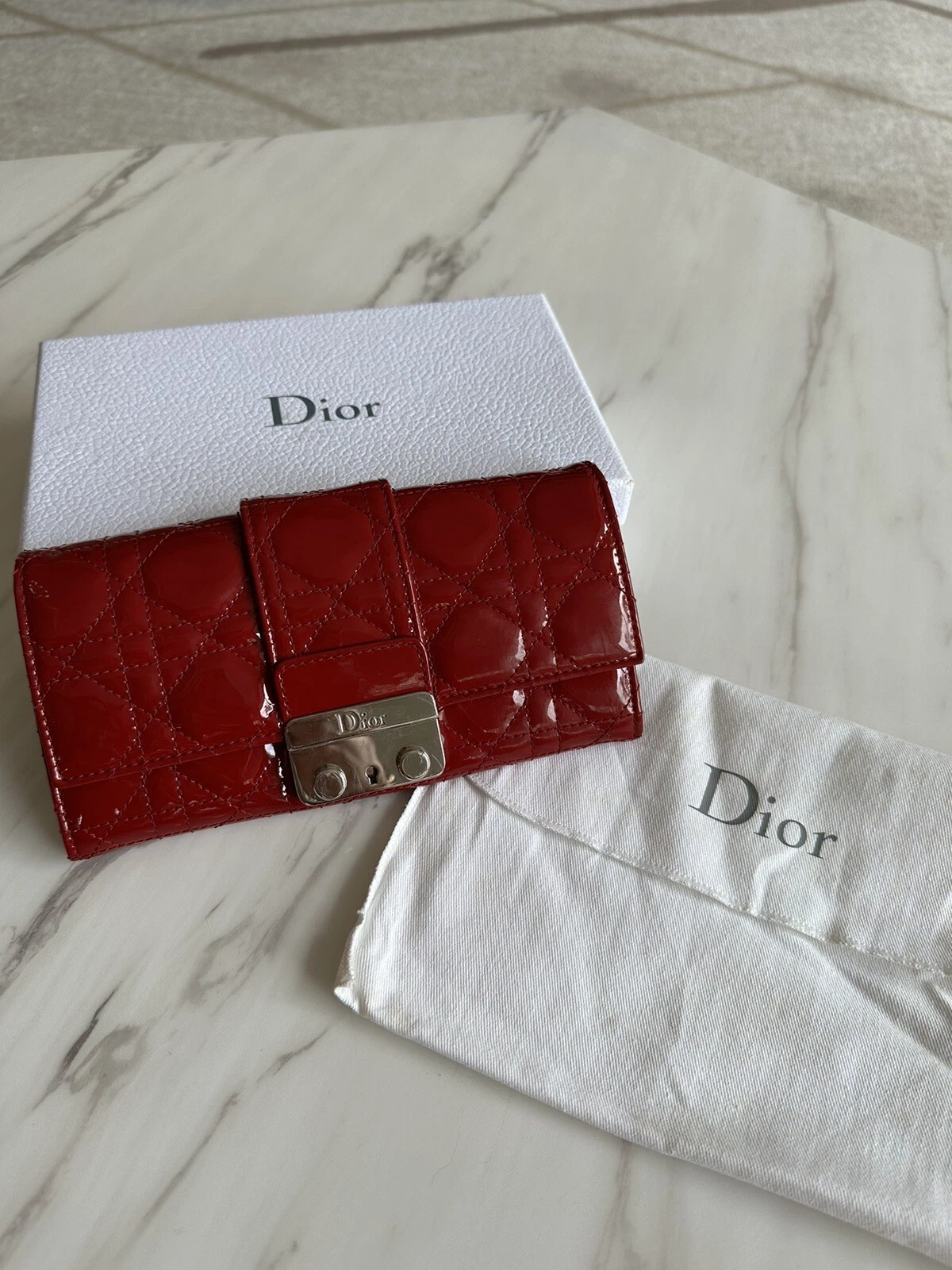Authentic Women’s Dior Red Patent Leather Wallet RRP,500