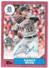 2022 TOPPS SERIES 2 CASEY MIZE 1987 RED AUTO #/25 DETROIT TIGERS AUTOGRAPH