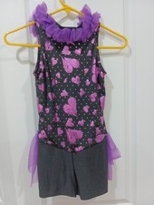 Wish Come True'Some Nights' Dance Costume Metallic Pink Hearts Purple Trim 12/14
