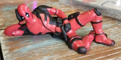 Deadpool Figure Laying Posture Mini Doll Superhero PVC Cake Topper 
