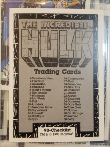 1991 Incredible Hulk Complete Set #1-90 Marvel Comics Trading Cards In Sleeves  - Picture 1 of 13