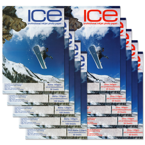 Ice A4 Professional Inkjet Photo Printing Paper Gloss, Matte & Duo Matte Choices eBay