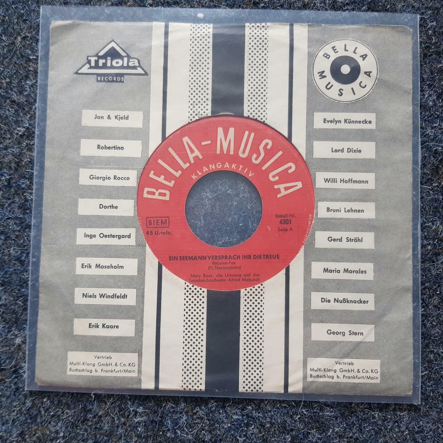 7"" Single Vinyl Mary Roos - Ein Seemann versprach ihr die Treue