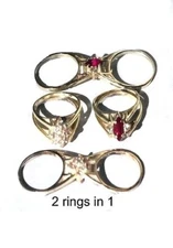 Sterling Silver Clear & Red CZ Cubic Zirconia 2-in-1 Reversible Flip Ring Size-5