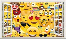 Emoji Emoticon 3D Magic Window Wall Art Self Adhesive Vinyl Poster V1*