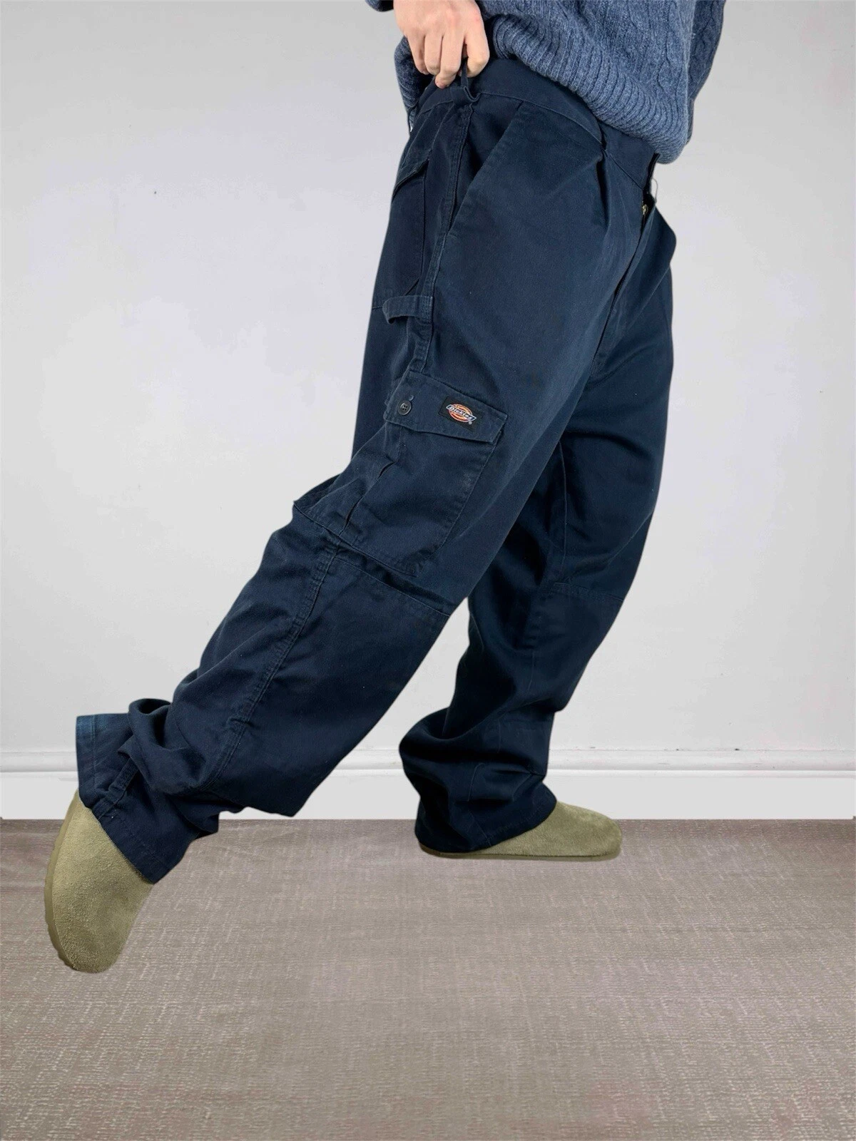Dickies Cargo Trousers Mens Size W38 L27 Navy Blue Designer Vintage Workwear 90s