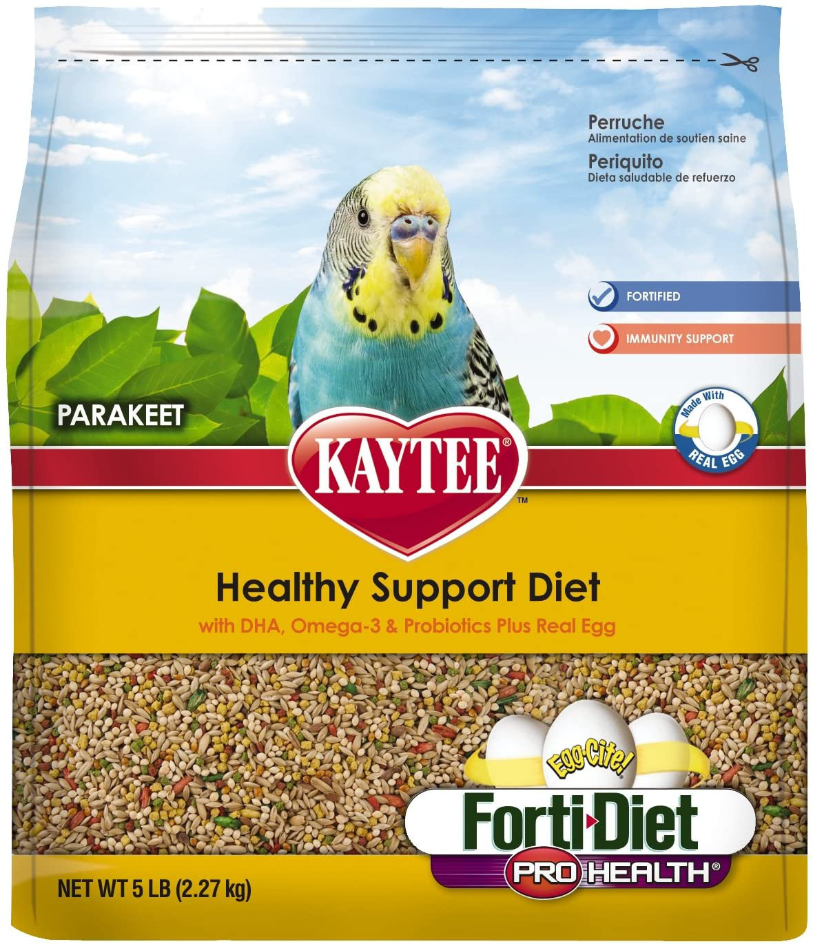 Kaytee Forti Diet Egg-Cite Bird Food For Parakeets, 5-Pound Bag