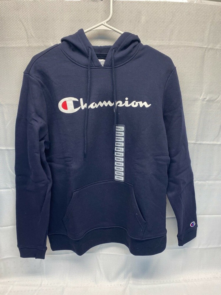 Champion Pullover Graphic Script Fleece Hoodie Blue Men's Various Sizes