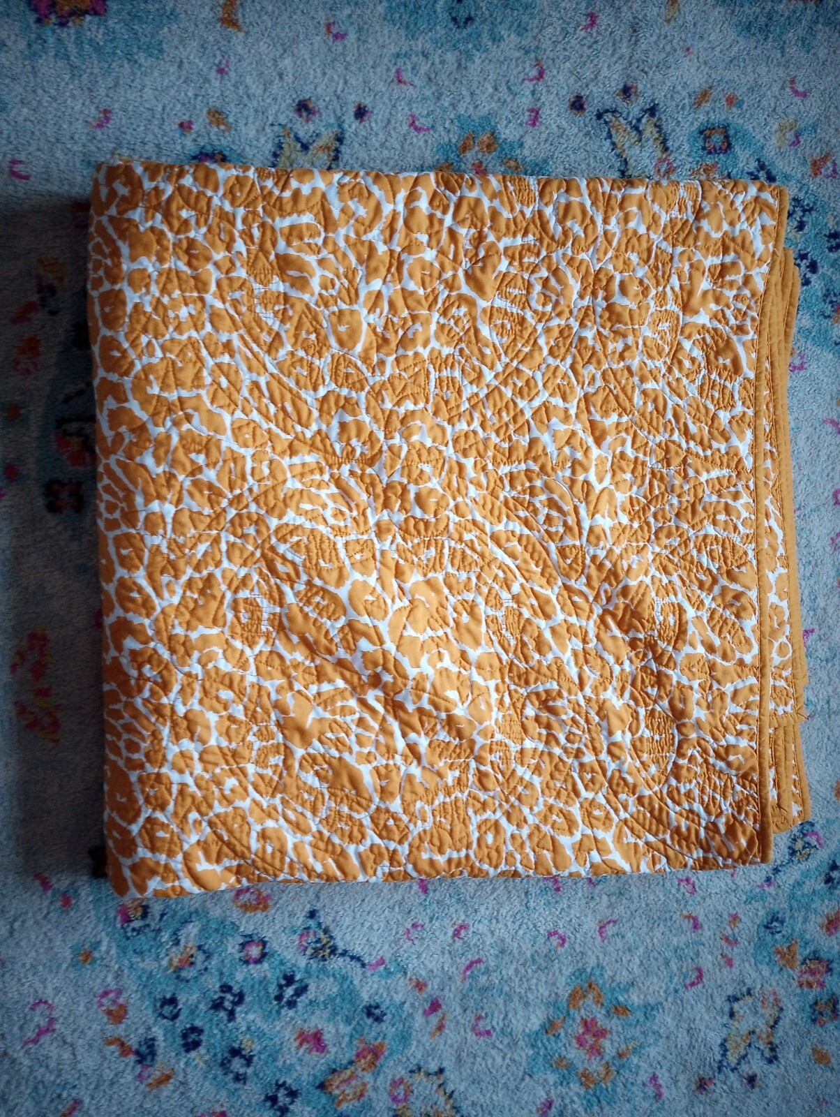 Opalhouse Leopard Medallion Stitch Quilt Saffron Orange Reversible Boho