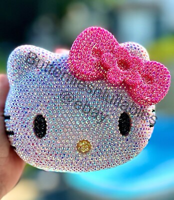 HELLO KITTY L BLING DIAMOND CRYSTAL CLUTCH PURSE BRIDE BRIDESMAID GIFT! SM WHITE