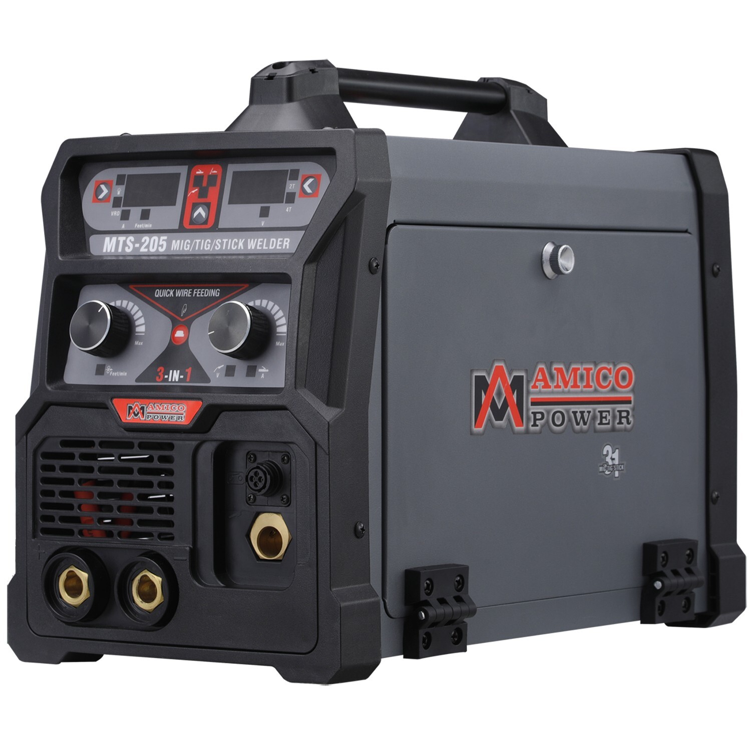 Amico MTS-205, 205-Amp MIG TIG Stick Arc 3-in-1 Combo Welder, 60% Duty Cycle