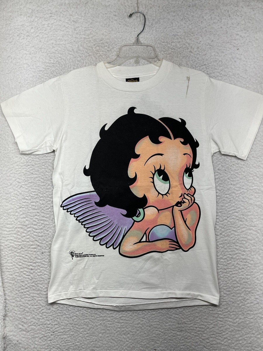 VTG Betty Boop Shirt Mens Medium White Angel Purple Wings VTG Betty Boop Shirt Mens Medium White Angel Purple Wings