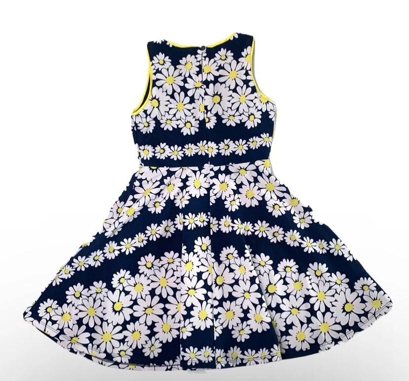Pink & Violet Daisy Skater Dress Girl 8 Med M Blue Flowers Easter Summer Party - Image 2 of 4