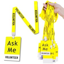 50 Sets PVC Volunteer Badge lanyards and Plastic Pass Cards,Perfect for Schoo...
